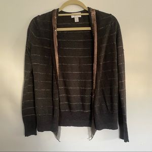 Loft Metallic Striped Sequin Cardigan